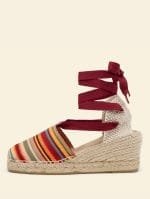 Alpargata de mujer cuña alta de 6 centímetros en color Rayas #7 con cintas, hecha a mano en España.