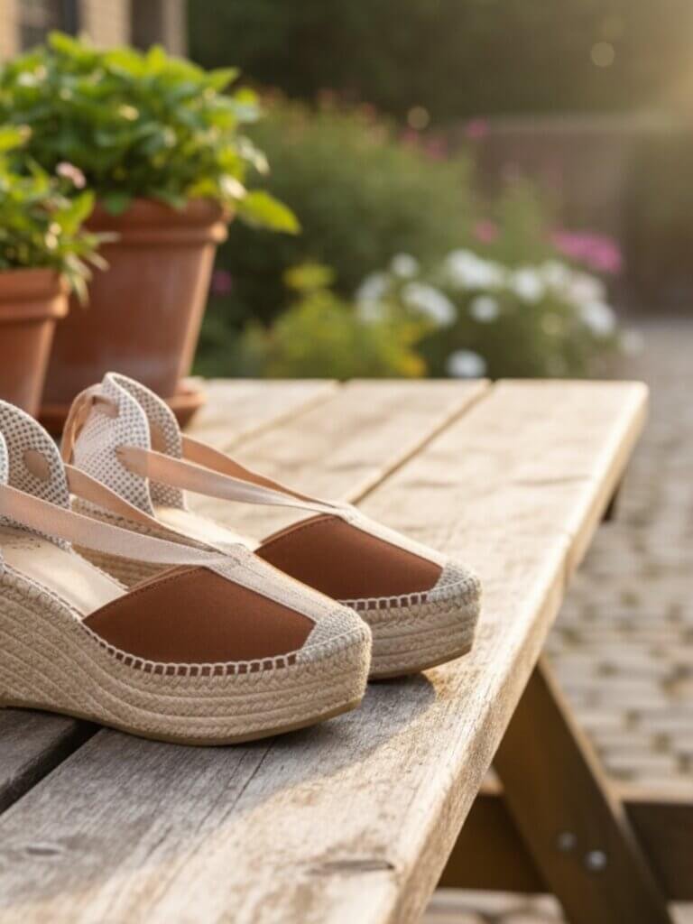 Alpargata para mujer atado a la pierna con plataforma Monteseny, color Marrón